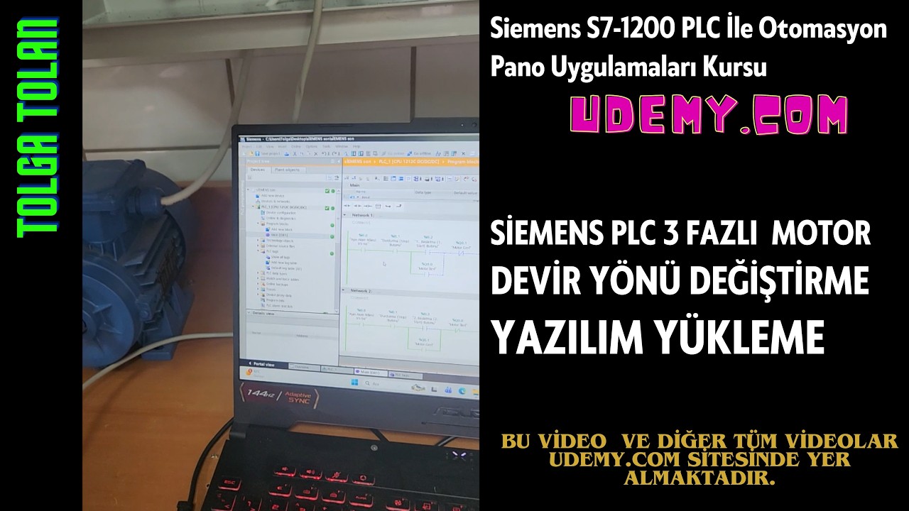 👍3 Fazlı Motorun Devir Yönü Değiştirilmesi Siemens PLC Yazılım yükledik ve Sonuçlar
