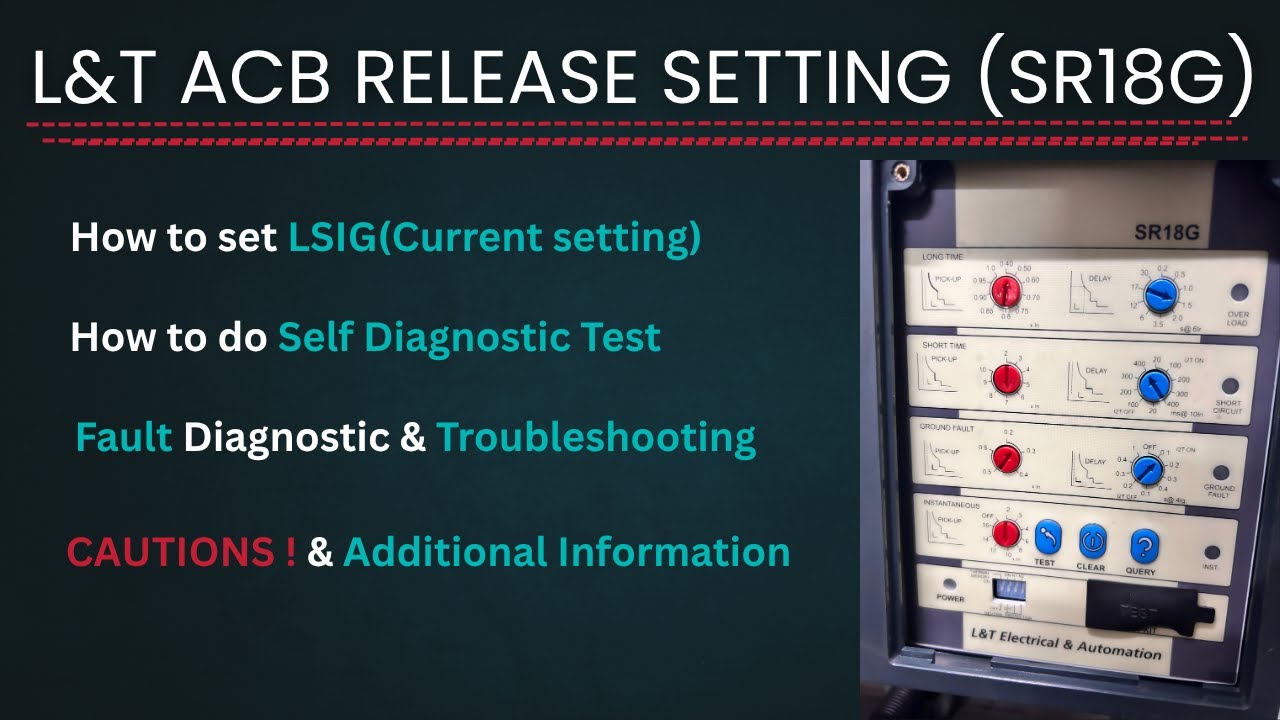 L&T ACB Release SR18G current protection(LSIG) setting | Fault and Self Diagnostic Feature (Hindi).