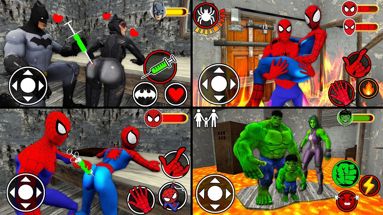 Playing as ALL SUPERHEROES Families SPIDERMAN, BATMAN, HULK & IRONMAN VS Granny
