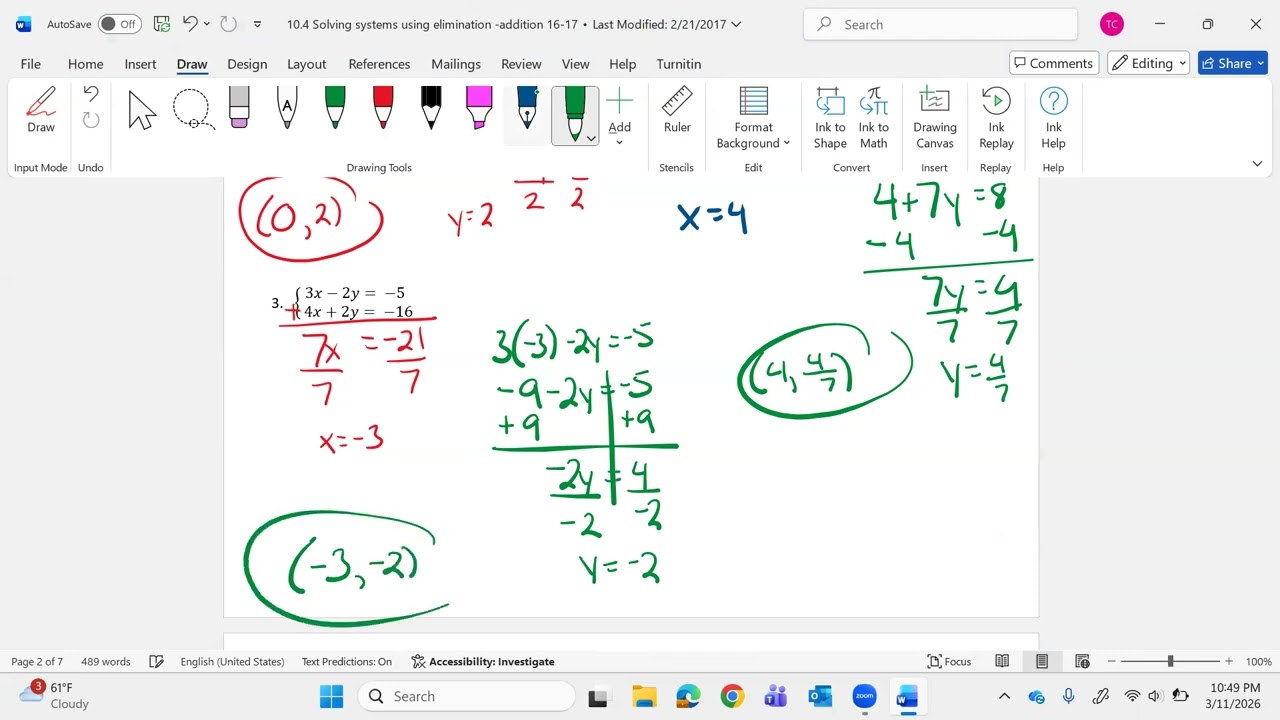 Mar 12 Algebra 1