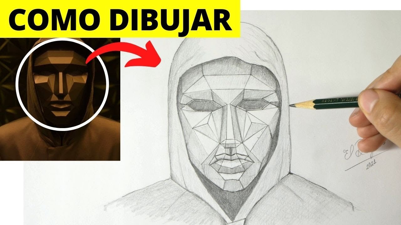🥇 CÓMO DIBUJAR AL LIDER DEL JUEGO DEL CALALMAR ✅ Cómo dibujar líder negro máscara Juego del Calamar