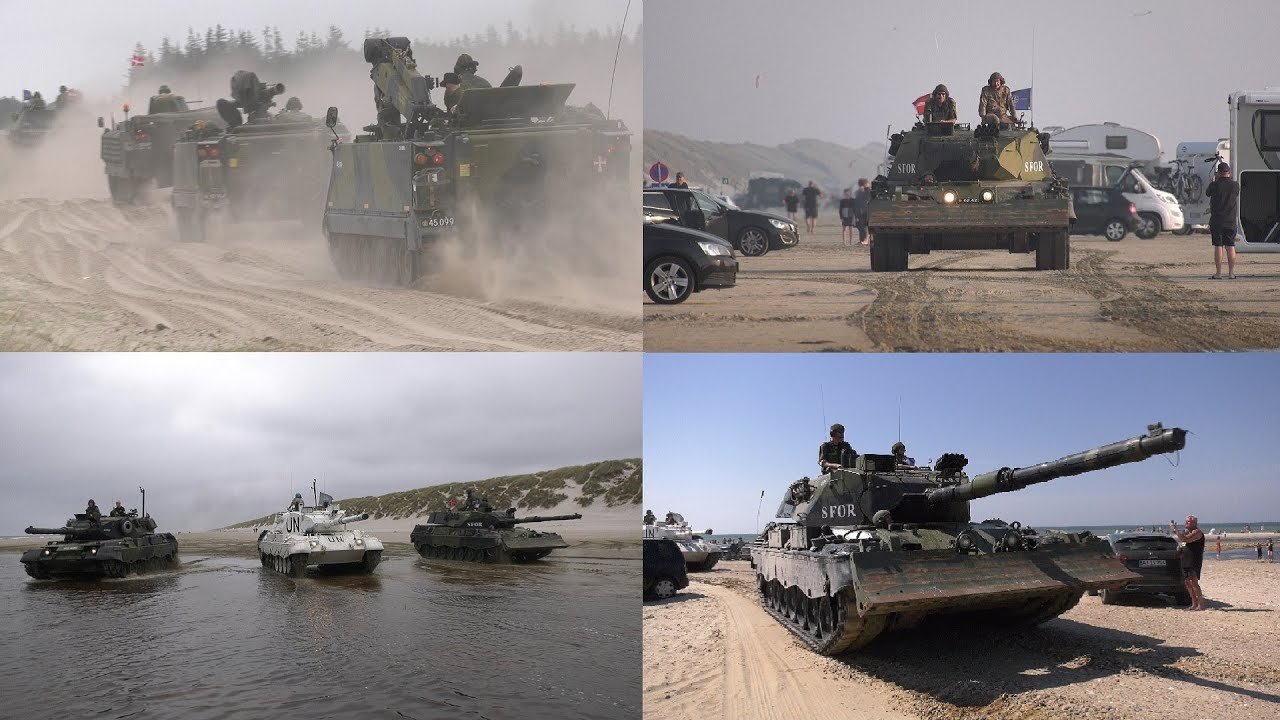 4K Panzer am Vejers Strand Dämemark Tanks på Vejers Strand Leopard 1A5 DK M113 Panzermuseum Oksbøl