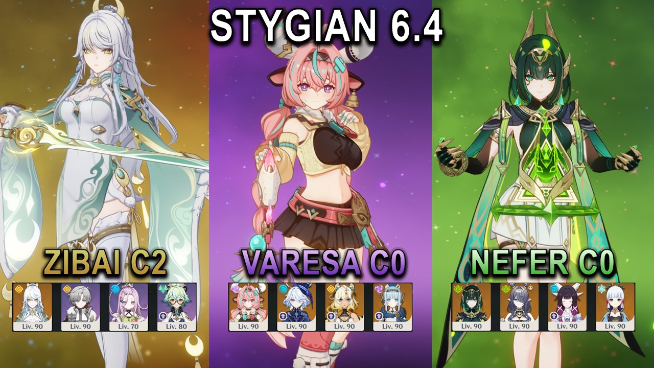 Stygian Onslaught 6.4/Luna V Fearless Mode | Zibai C2, Varesa C0, Nefer C0