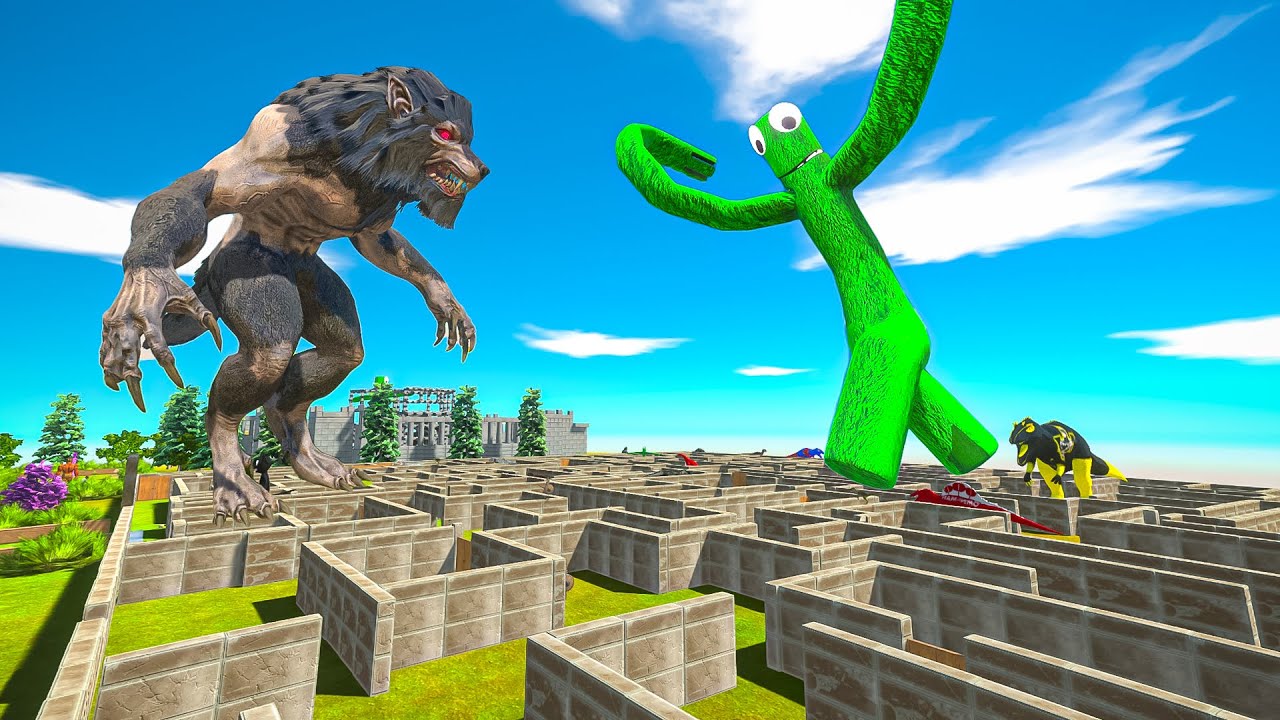 FPS AVATAR SAVE WEREWOLF FROM RAINBOW FRIENDS GREEN MAZE - Animal Revolt Battle Simulator DINO