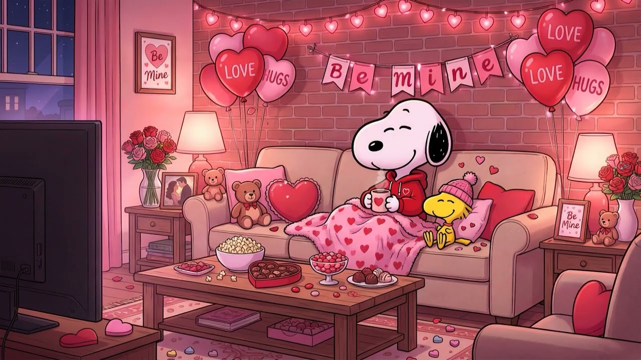✨ Snoopy Valentine Pink Room Vibes 💕 Soft Lofi for Love, Relax & Study