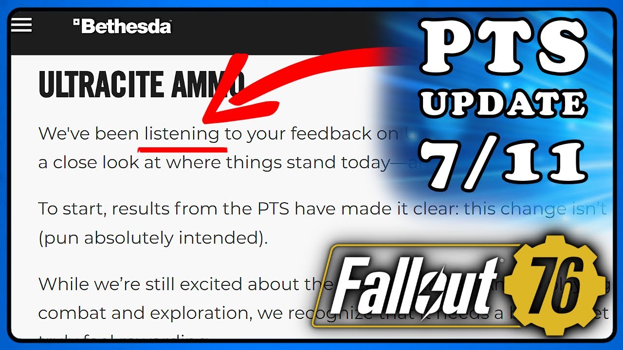 Fallout 76: PTS Update 11/07/2025 - Devs Are Listening.