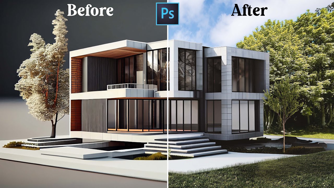 Add vegetation/plants to any picture/render in 13 minutes! #photoshop #postproduction #photoshopedit