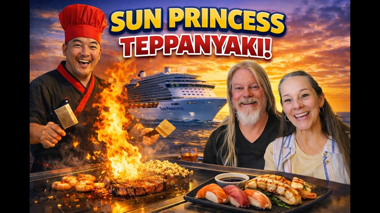 На борту теплохода Sun Princess Teppanyaki превращает ужин в удовольствие и удовольствие!