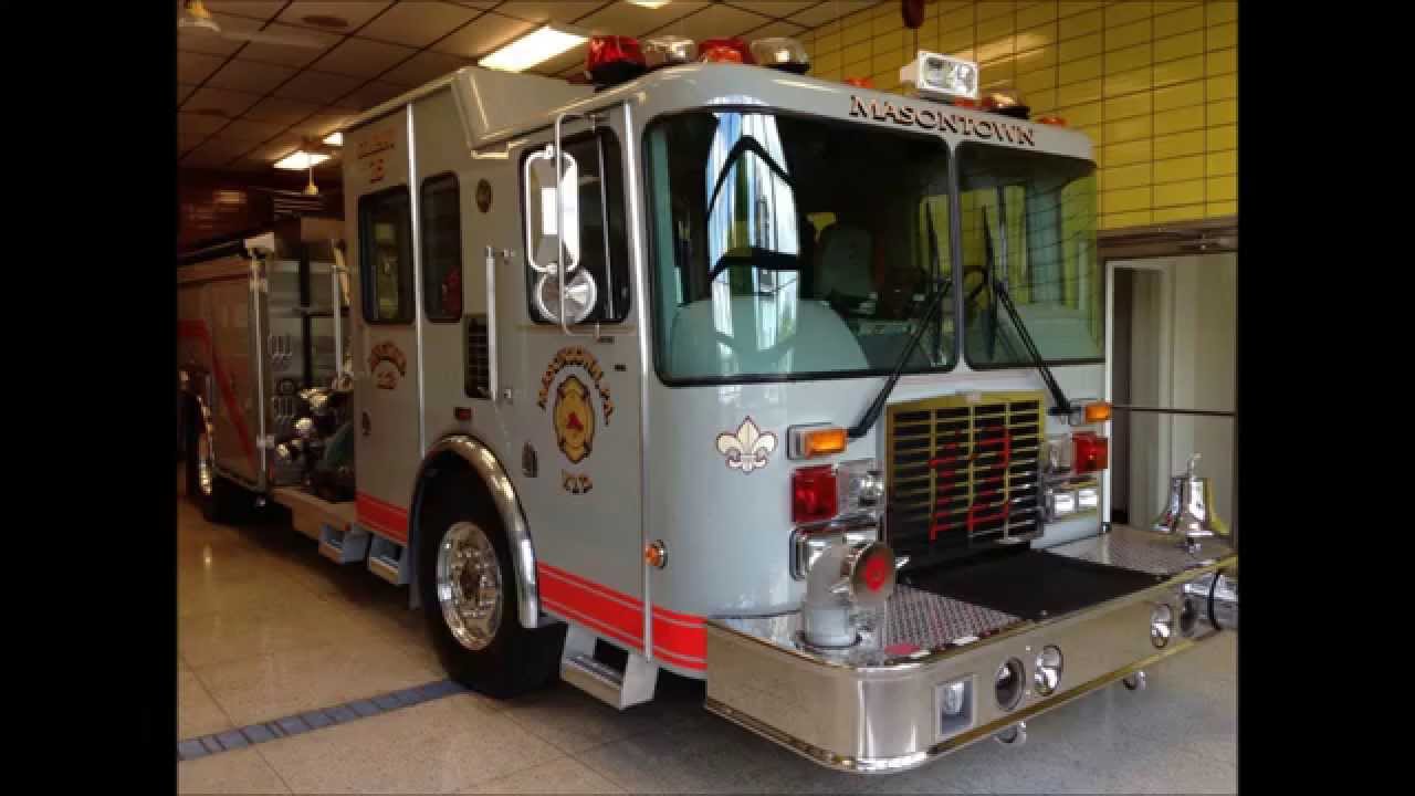 MASONTOWN VOLUNTEER FIRE DEPT., COMPANY 25, WALK AROUND OF THEIR ENGINE 12, IN MASONTOWN, PA.