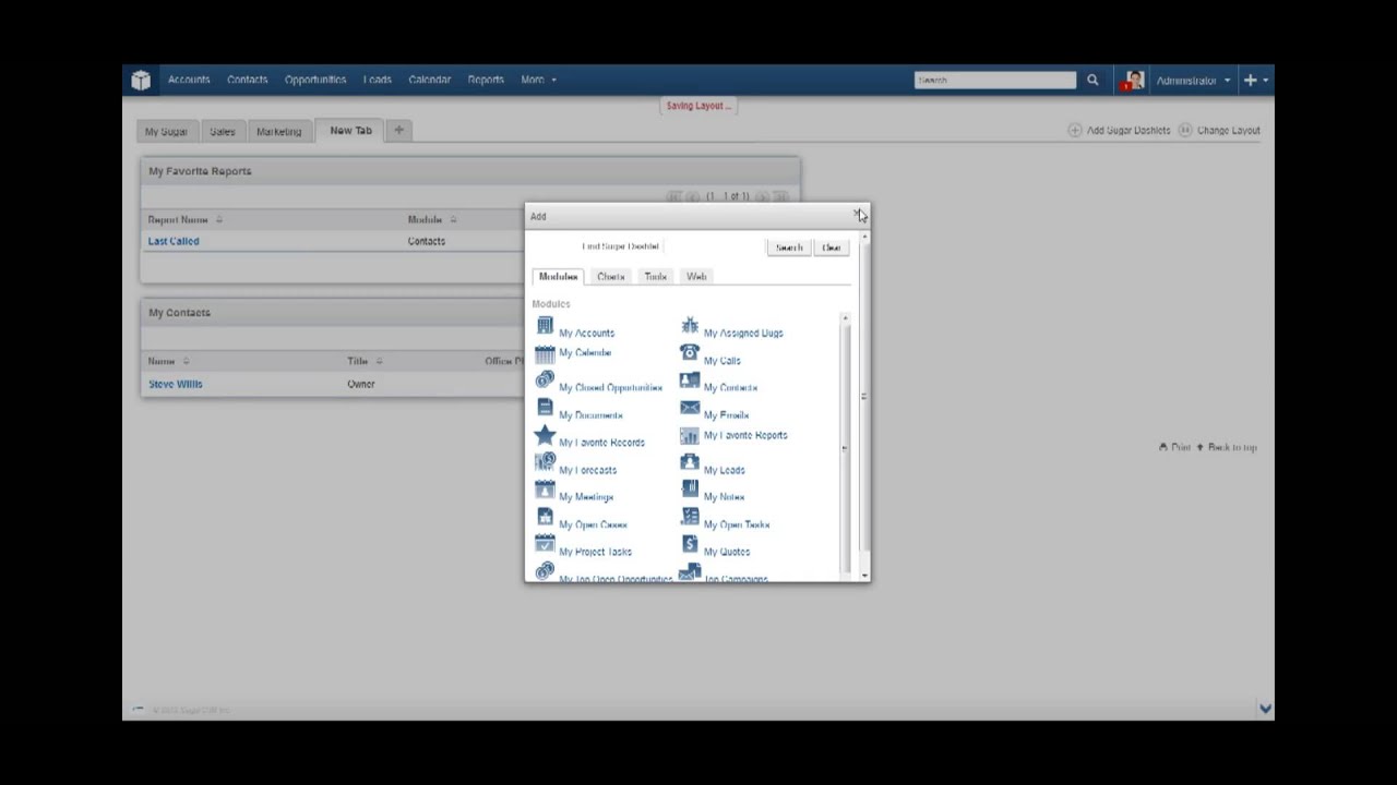 Building Dashboards in SugarCRM