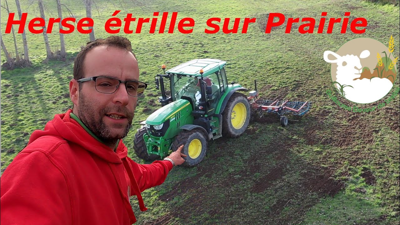 Je passe la herse étrille sur les prairies N°53