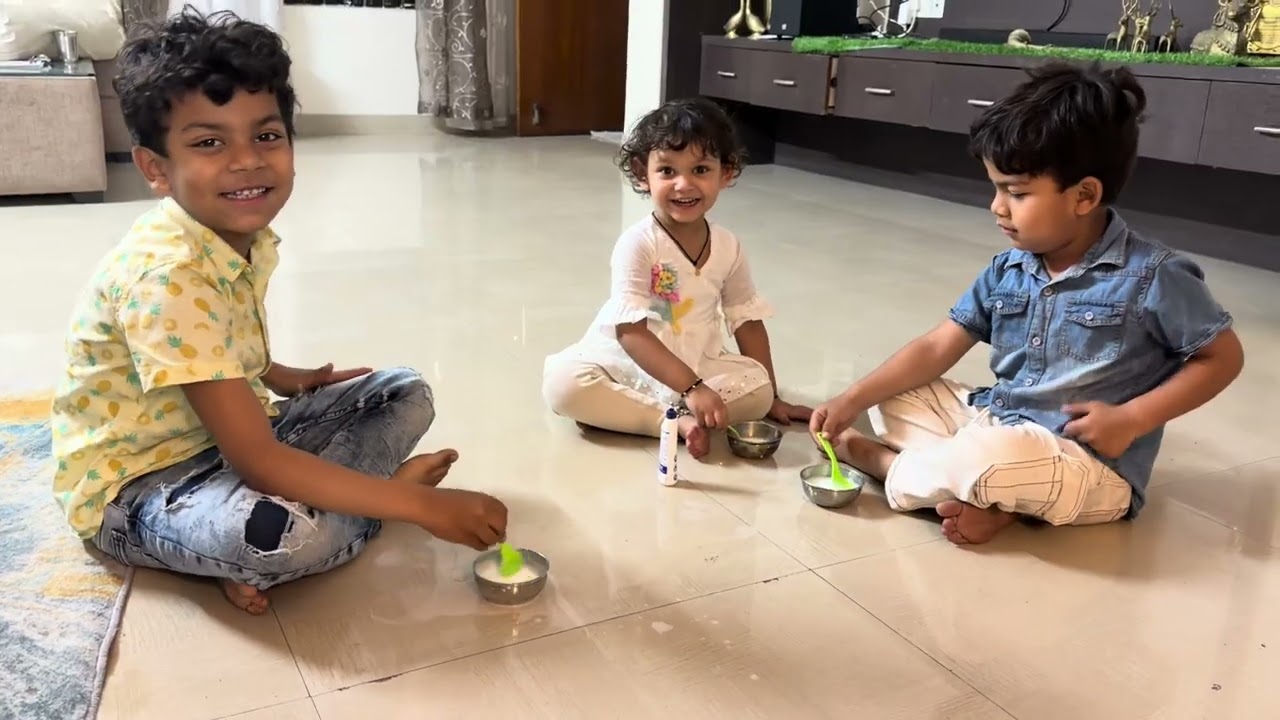 Mota roti method and kids making slime 😍😍