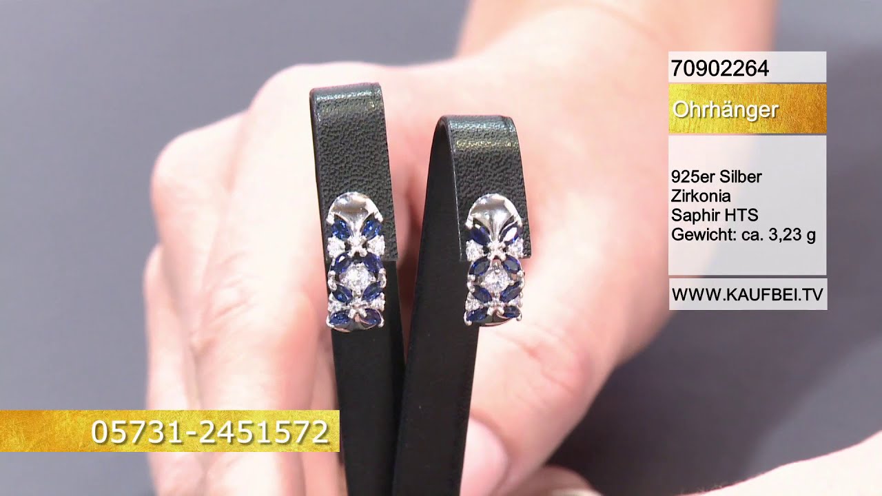 KaufBei.TV Schmuck Ohrringe aus 925 Silber mit Zirkonia und Saphir HTS 70902264