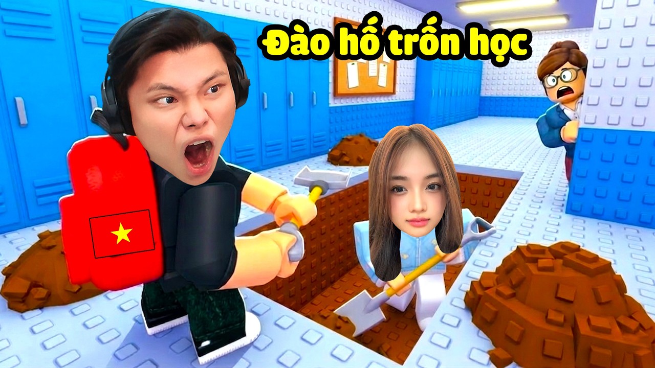 Đào Hố Trốn Khỏi Trường Học Bị Thầy Giáo Hung Dữ Đuổi Bắt cùng Mochi & JayGray ⛏️😭 Roblox Obby