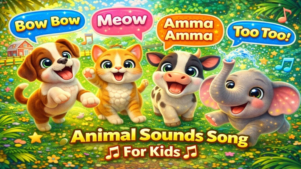 Animal Sounds Song 🦁🐘🐶 | Telugu Kids Learning Video | Nursery Rhymes | BP Kids
