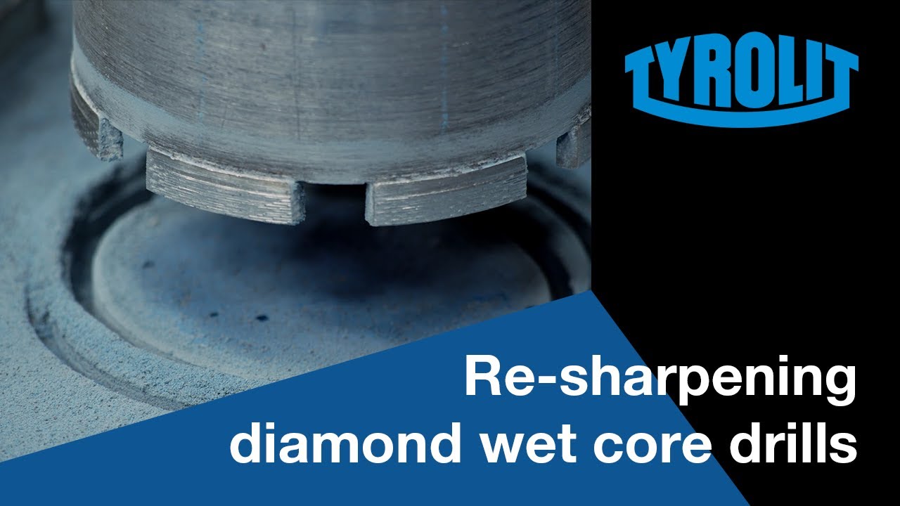 Re-sharpening diamond wet core drills