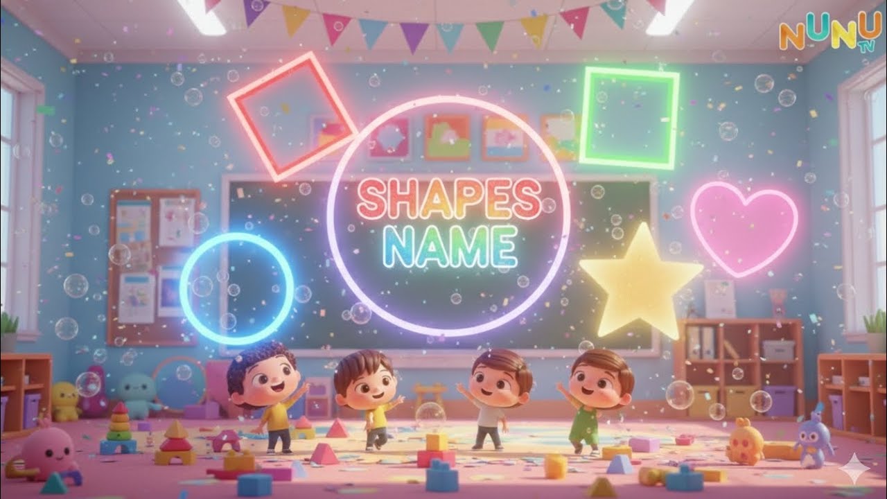 “🌈 Shapes Name for Kids | Learn Colors & Shapes | Fun 3D Cartoon Learning Video 🎨✨”