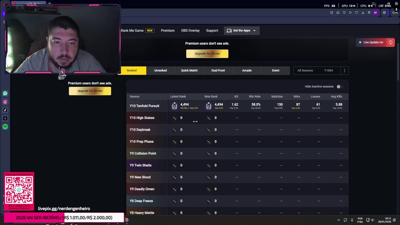 LIVE 🔴 RANKED NO R6 TA QUENTE! 🔴 Live 4K