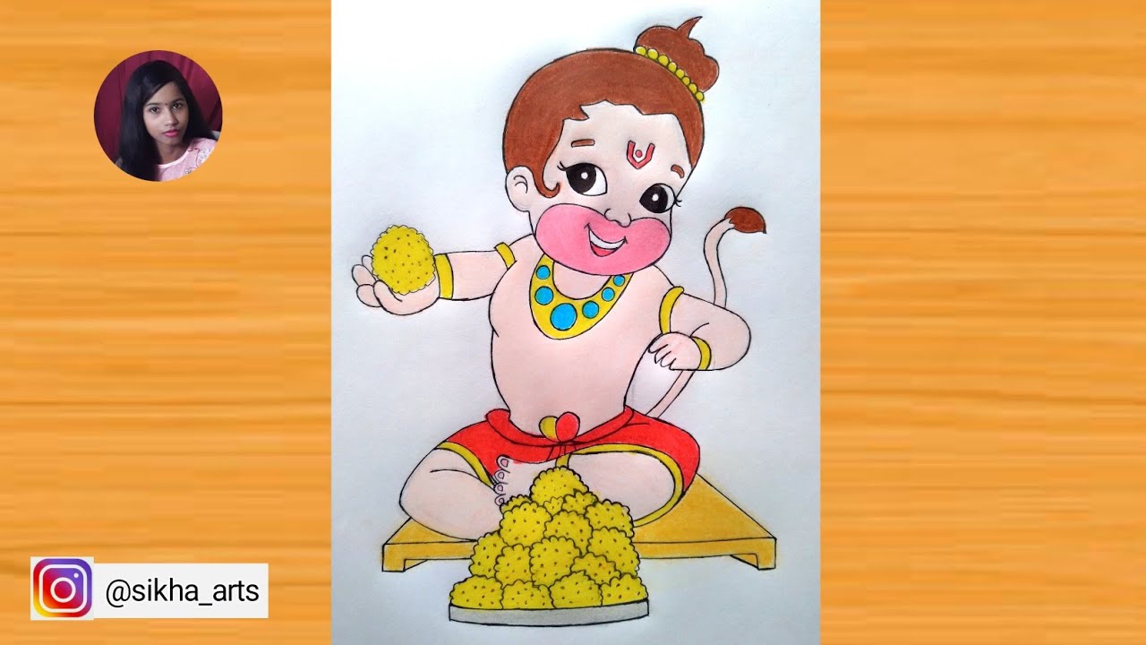 How To Draw Cute Bal Hanuman || Hanuman Jayanti Special Drawing