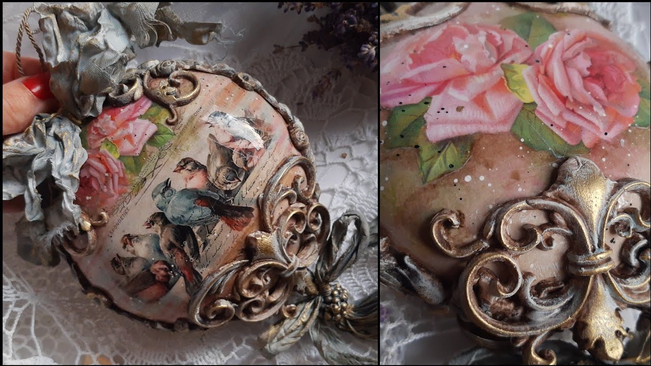 Vintage ornament 🌸🐦🌺 Decoupage tutorial