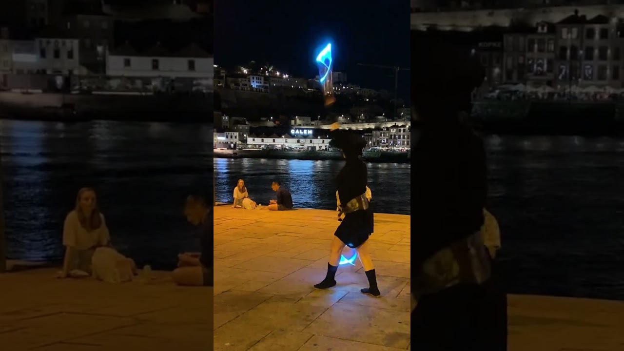 Light Saber Street Performer - Busking in Porto, Portugal