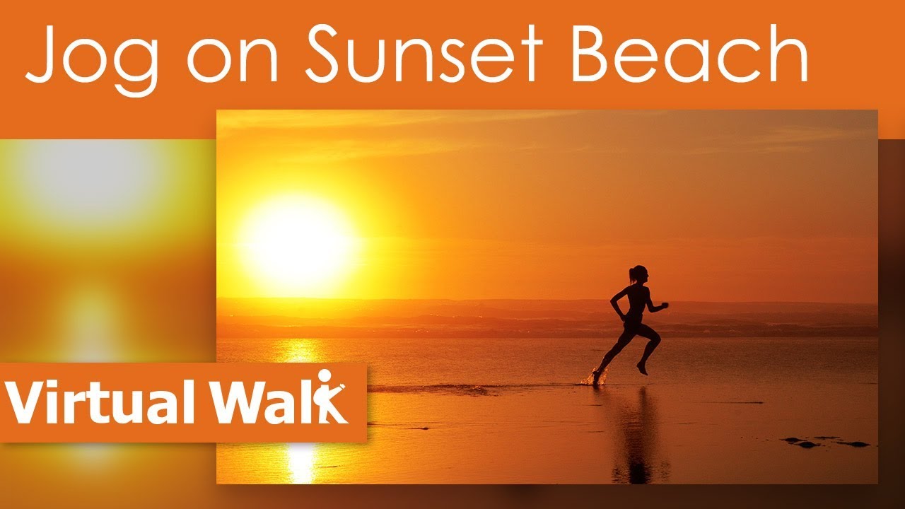 Treadmill Walk- Sunset Beach with Sea Sounds for indoor Treadmill Walking and Cycling