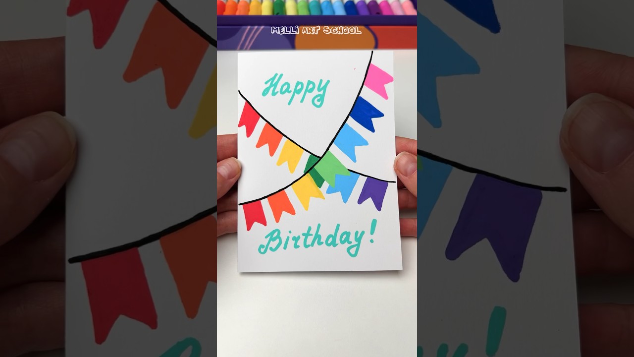 Easy drawing Happy Birthday Card 