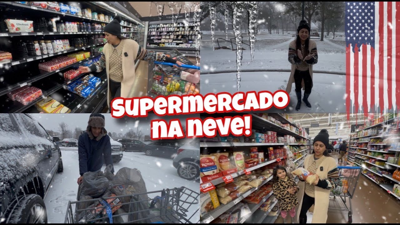 Enfrentando a neve para ir ao supermercado nos Estados Unidos!🇺🇸