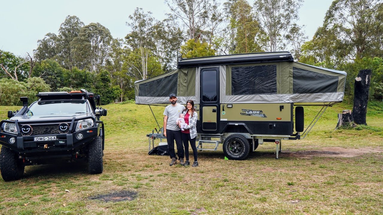 Camper trailer camping in the rain with our newest family member - Nowra NSW