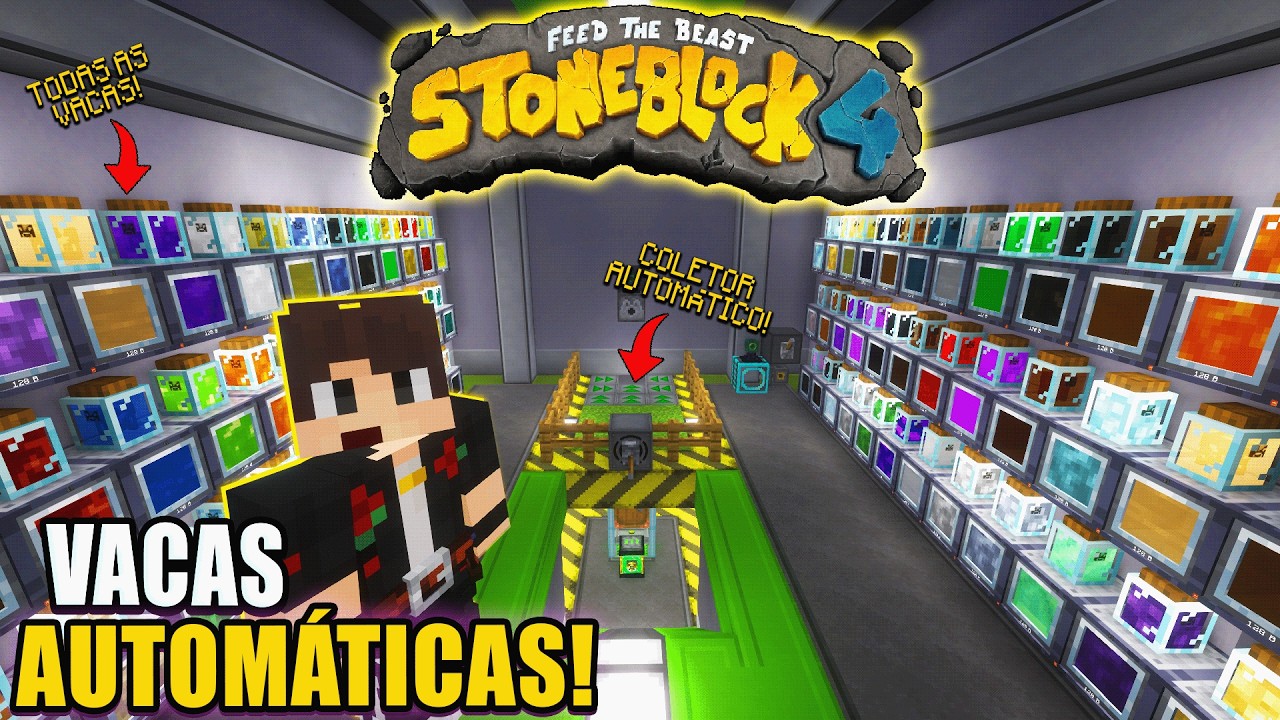 AUTOMAÇÃO DE TODAS AS VACAS MÁGICAS! STONEBLOCK 4! #16