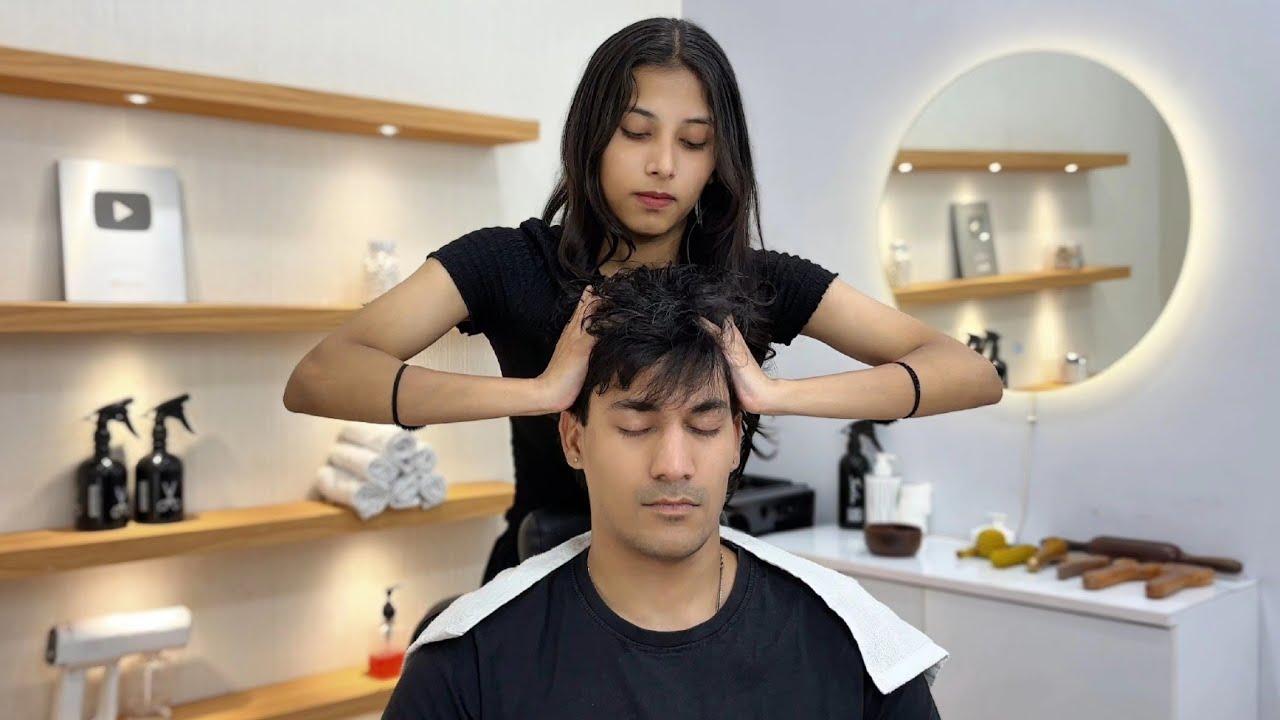 My Subscriber Visited My Studio for HEAD MASSAGE💆🏻&zwj;♂️ | His First Experience✨️| asmr massage 
