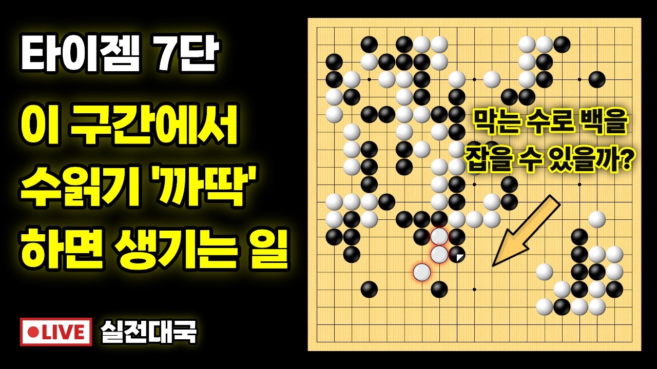 실전대국해설 - 이 구간에서 수읽기 '까딱' 하면 생기는 일