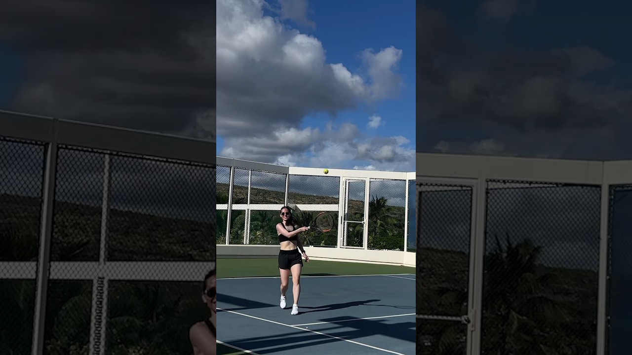 Playing Tennis on a rooftop in Hawaii 🎾 🌴
