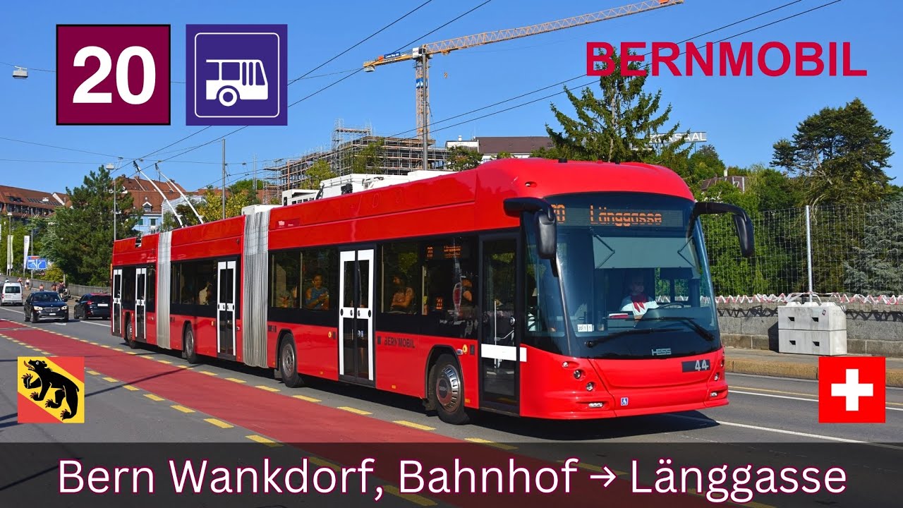 🇨🇭BERNMOBIL Buslinie 20 | Bern Wankdorf, Bahnhof → Länggasse [4K]