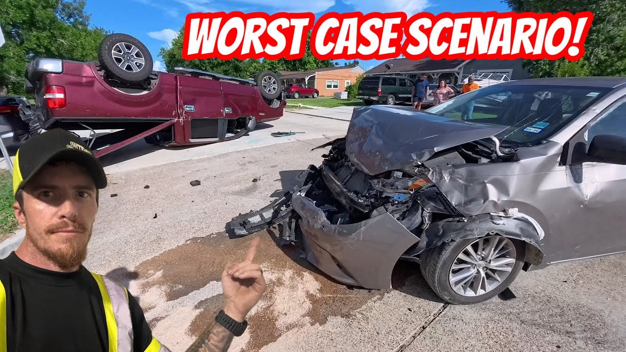 Stop Sign Runner Causes Ford F-150 to Rollover!!