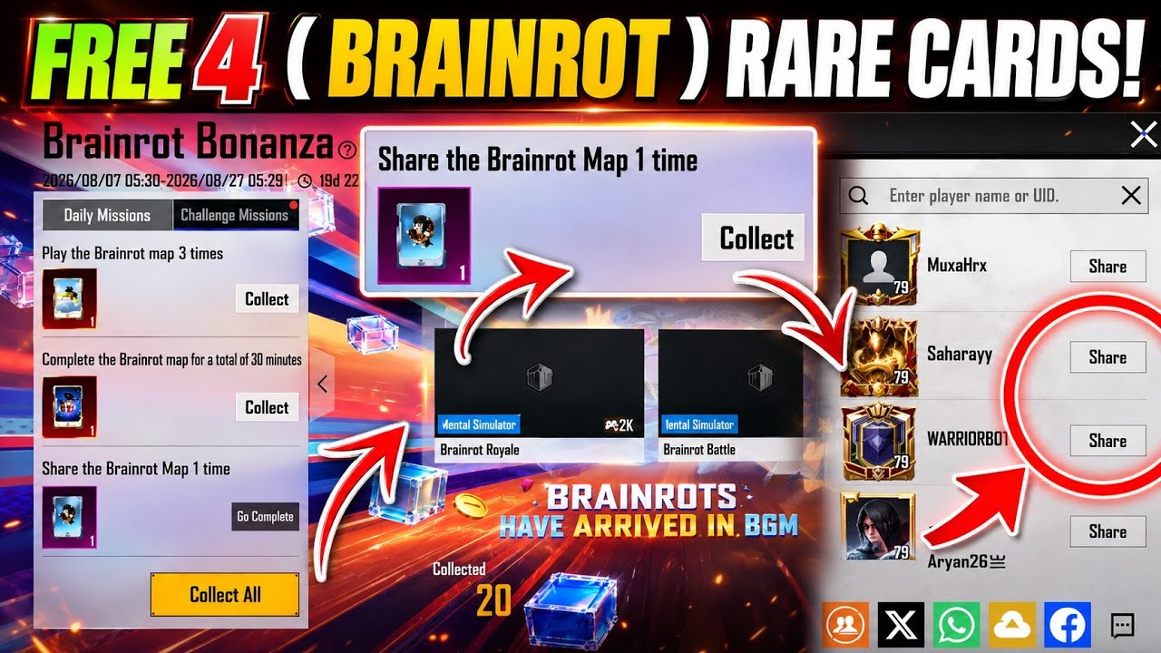 😱 SHARE THE BRAINROT MAP 1 TIME | BRAINROT BONANZA EVENT BGMI | BRAINROT NEW WOW MODE 🔥