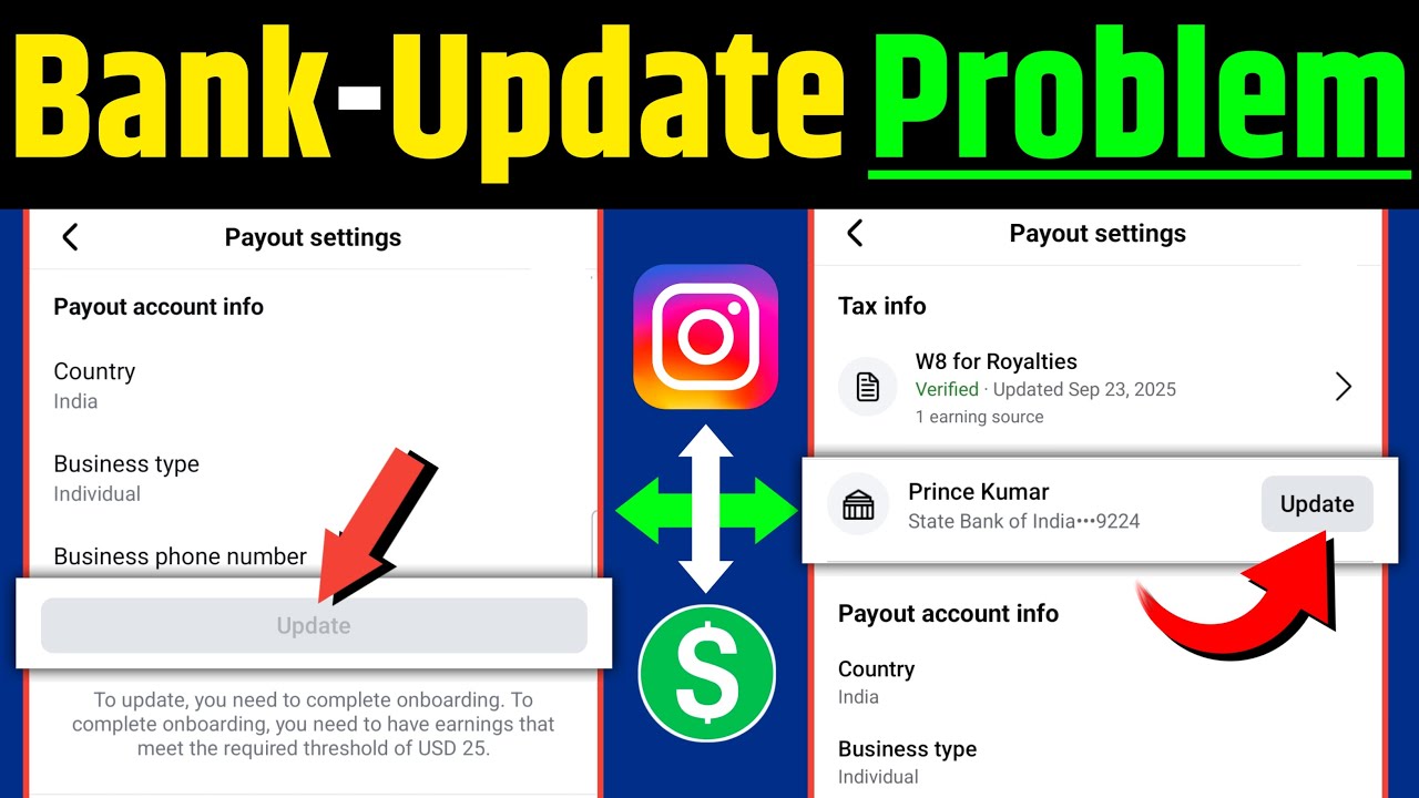 Instagram Payout Update Problem | Instagram Payout me Bank Account kaise Add Karen