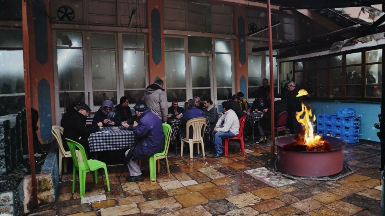 Kahvehane Sesi Kış Ateş