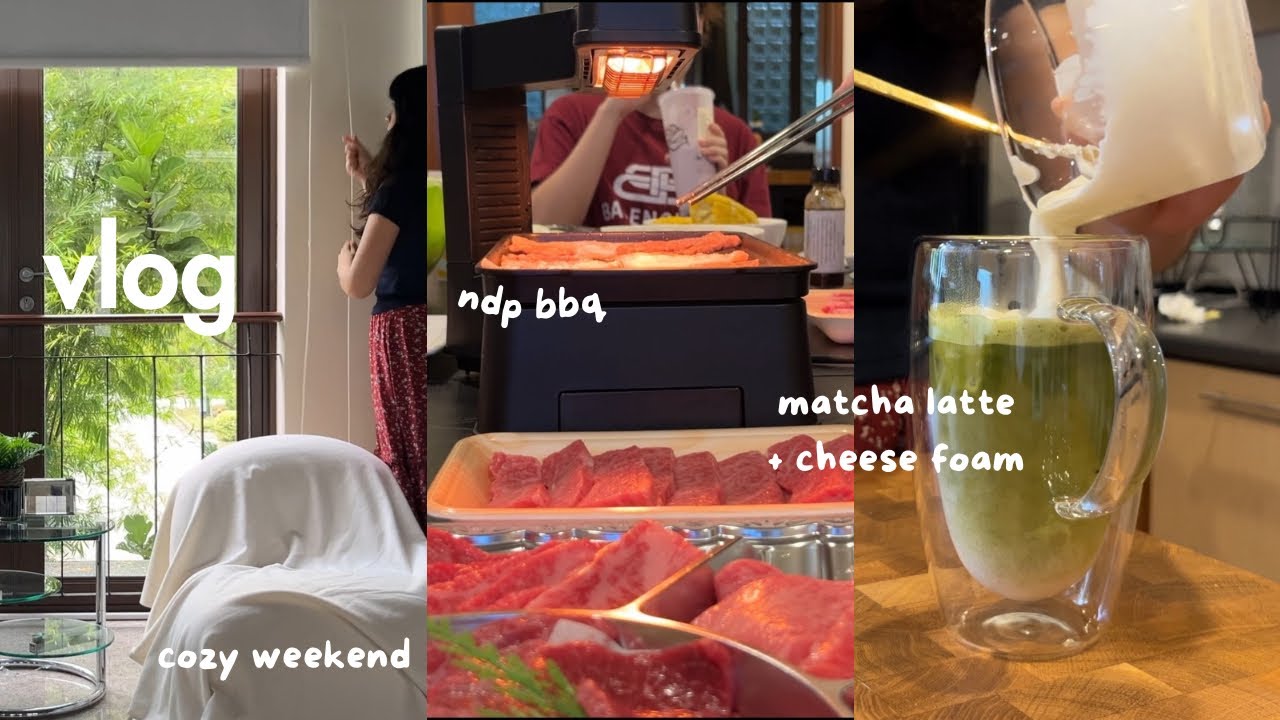 singapore vlog 🥁 cozy weekend, celebrating ndp from home, making cheese foam
