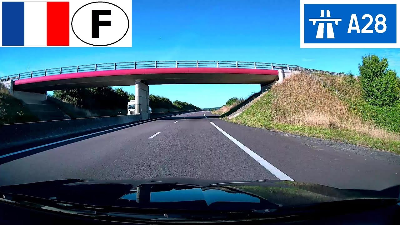 France: Autoroute A28 - Sortie 17 (Autoroute A88, Sées) à Sortie 18 (RN12, Alençon)