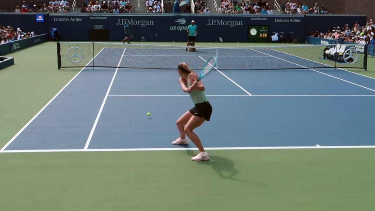 Maria Sharapova Training US Open 2019 Court Level View Tennis
