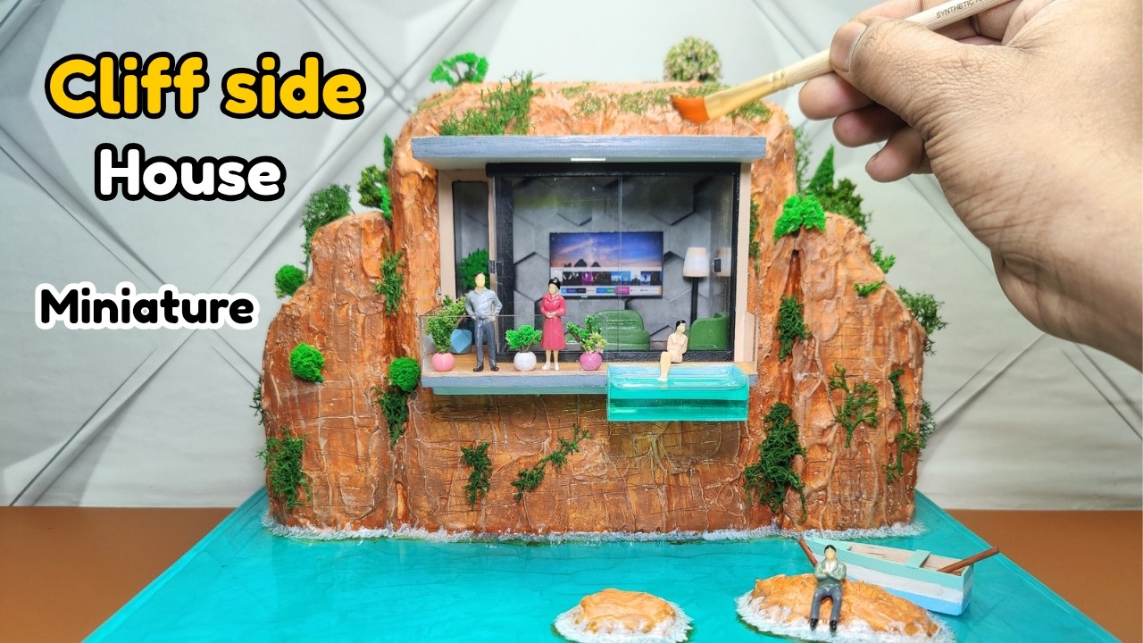 Cliff Side Modern House Miniature | DIY Realistic Model Making | Part 2