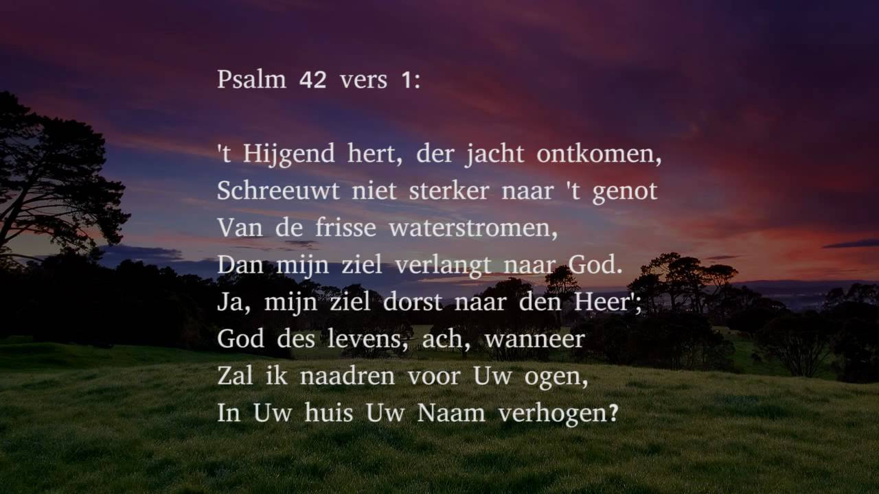 Psalm 42 vers 1, 3 en 5 - 't Hijgend hert, der jacht ontkomen