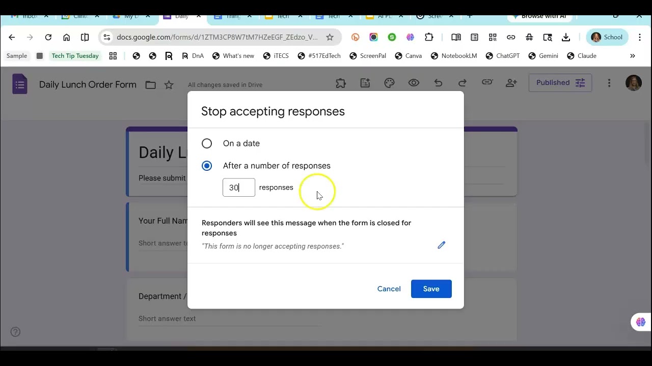Tech Tip Tuesday - Set Close Date or Response Limit in Forms