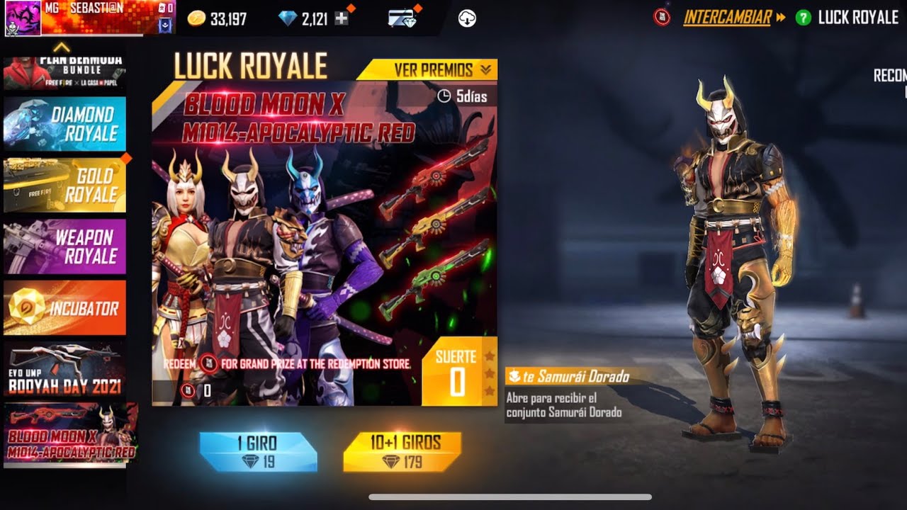 SACANDO NUEVA INCUBADORA LUNA SANGRIENTA  -CUERNITOS DORADOS FREE FIRE
