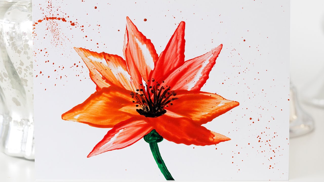 Encaustic - Blume rot-orange - super für Anfänger