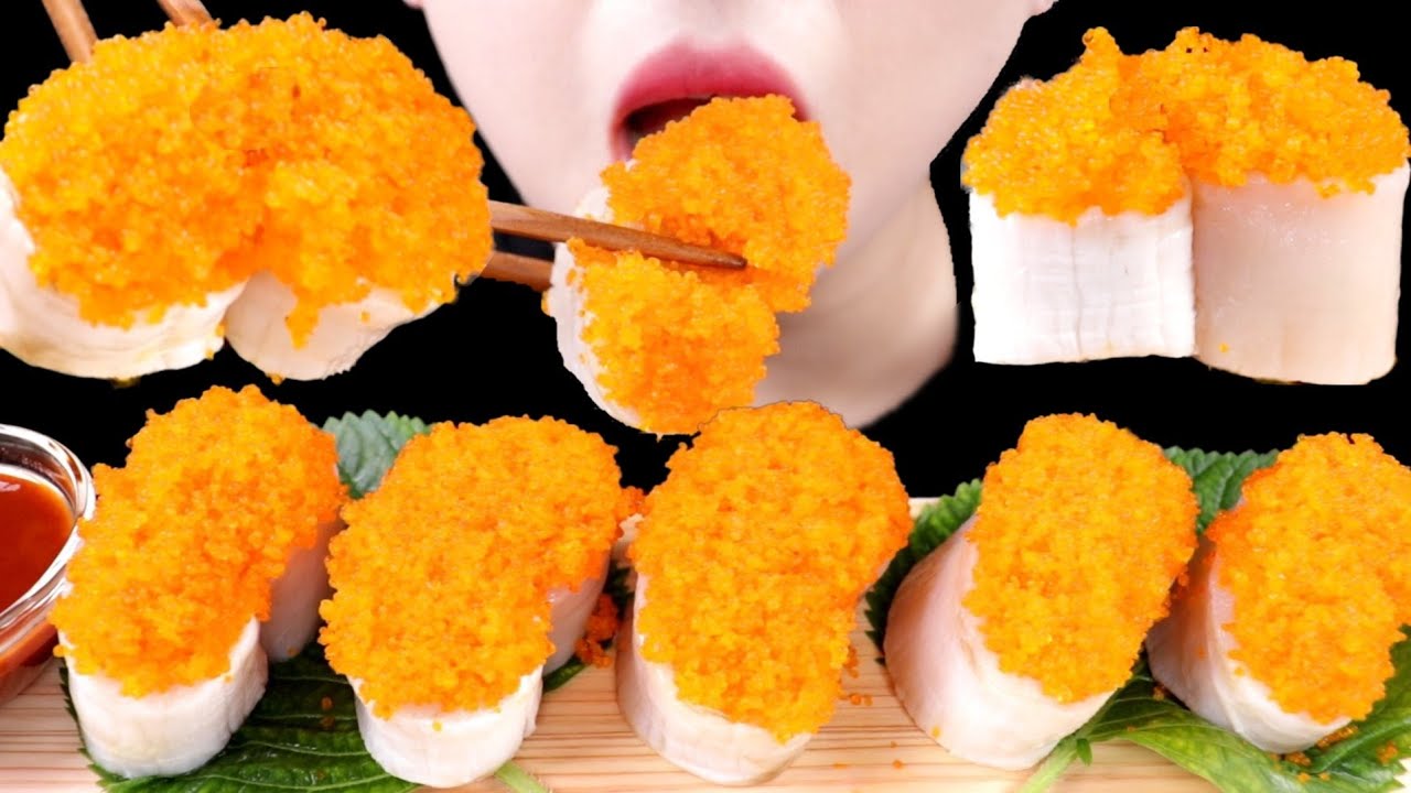 ASMR 날치알 관자회 리얼사운드 먹방 EATING SOUND MUKBANG