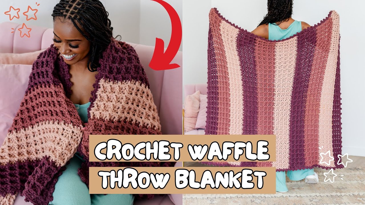Cozy Crochet Waffle Stitch CHUNKY BLANKET| Beginner Textured Throw Free Pattern + DIY Tutorial