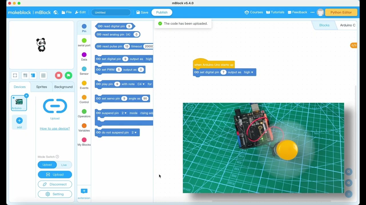 Пишем первую программу для Arduino на языке Scratch