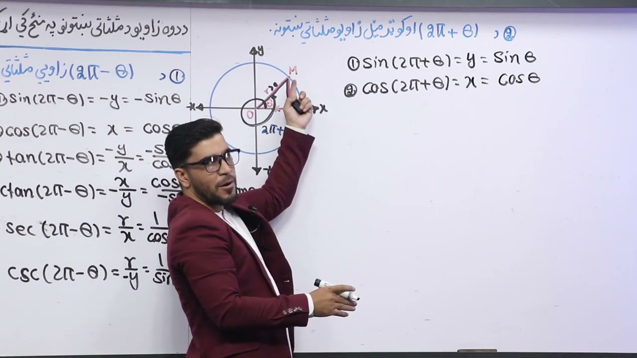 48 لسم ټولګی ریاضی مضمون د هغو زاویو د مثلثاتي نسبتونو تر منځ اړیکې چې مجموعه یې 360 درجې وي